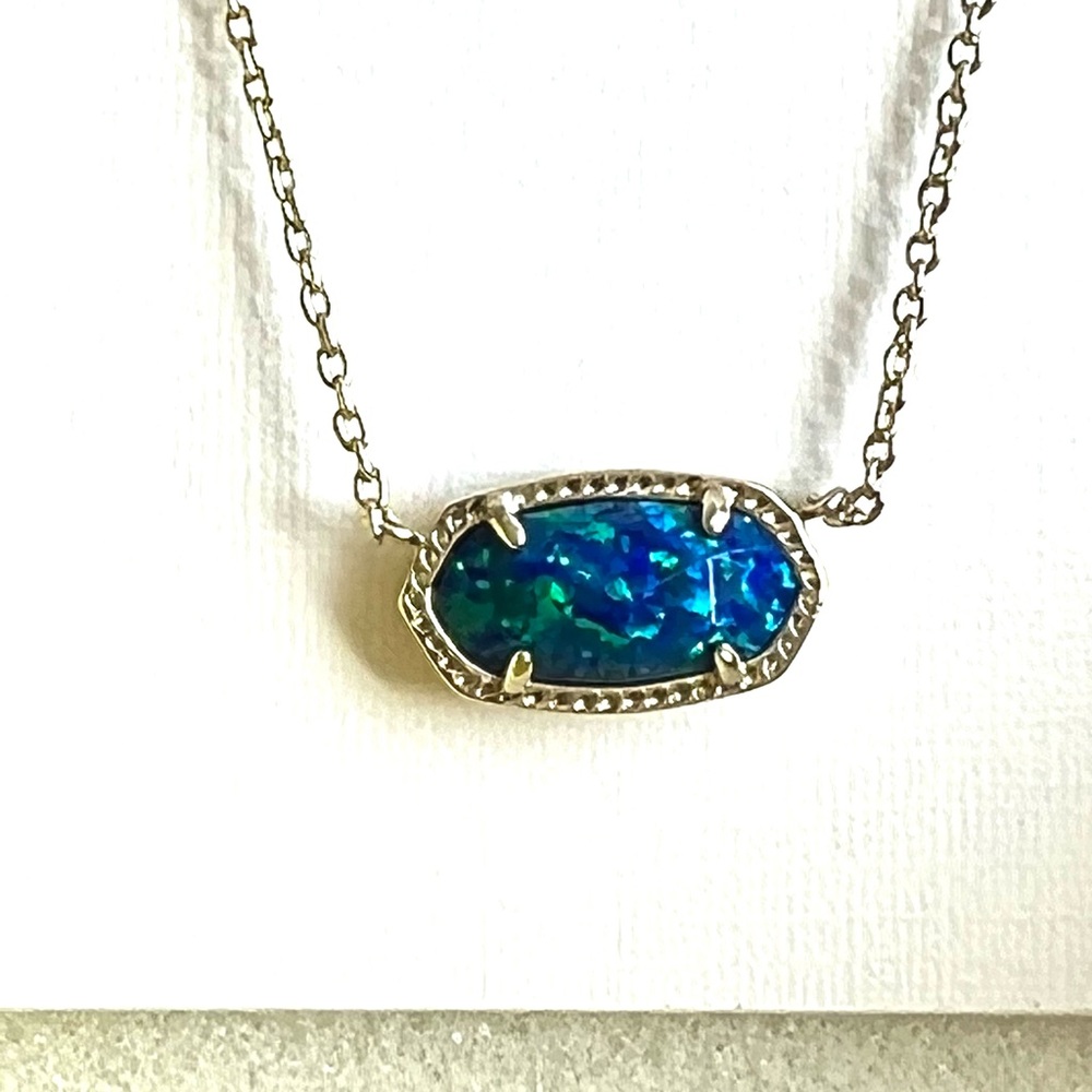 NWT Kendra Scott Elisa Blue Opal & Yellow Gold Retired Stunning Opal Very Rare! - Picture 10 of 14